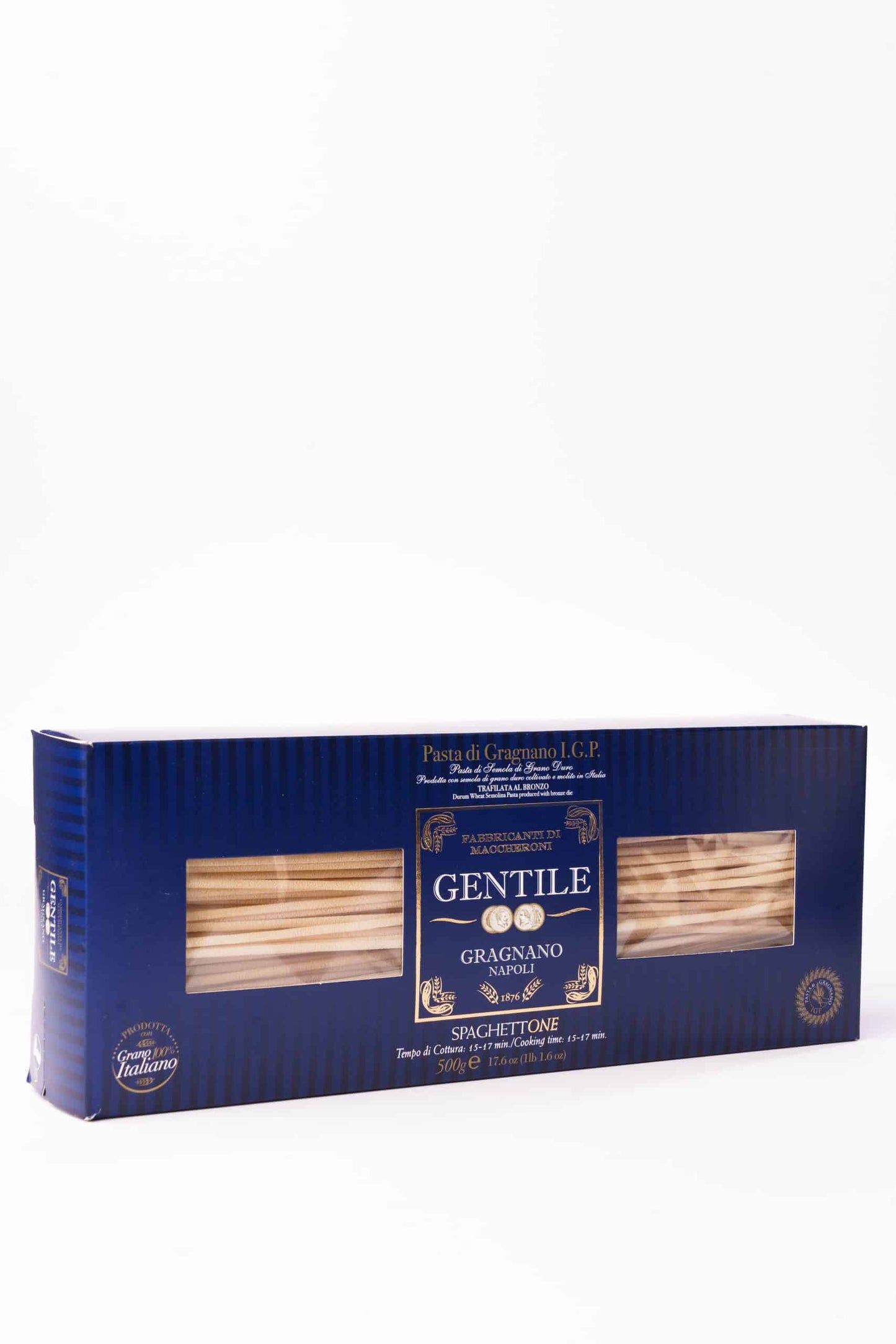 Box of Gentile pasta on a white background